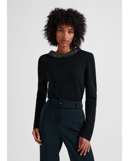 Hobbs Black Esther Sequin Jumper With Cashmere
