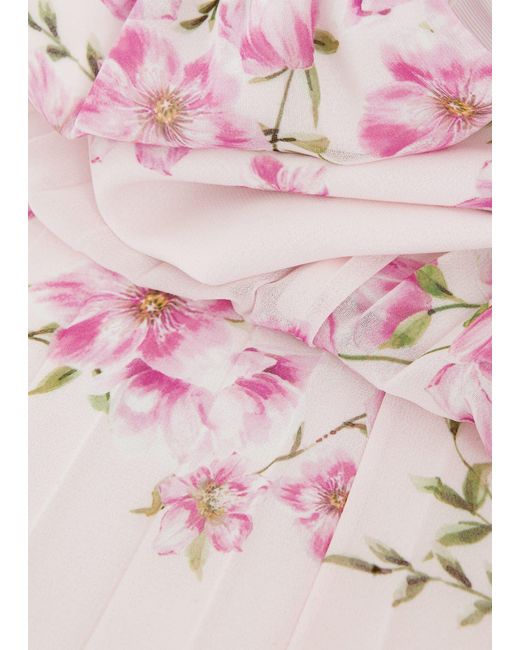 Hobbs Pink Petite Veronica Pleated Floral Dress