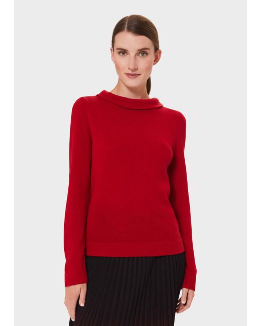 Hobbs Red Audrey Wool Cashmere Jumper