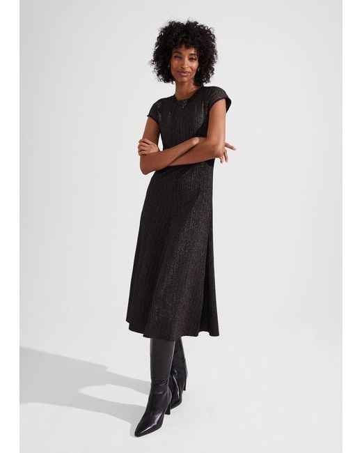 Hobbs White Reena Sparkle Ribbed Knitted Dress