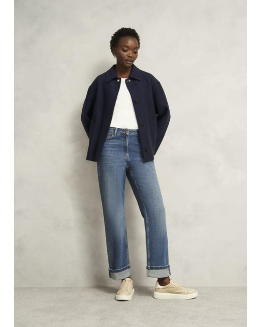 Hobbs Blue Payton Coat With Wool