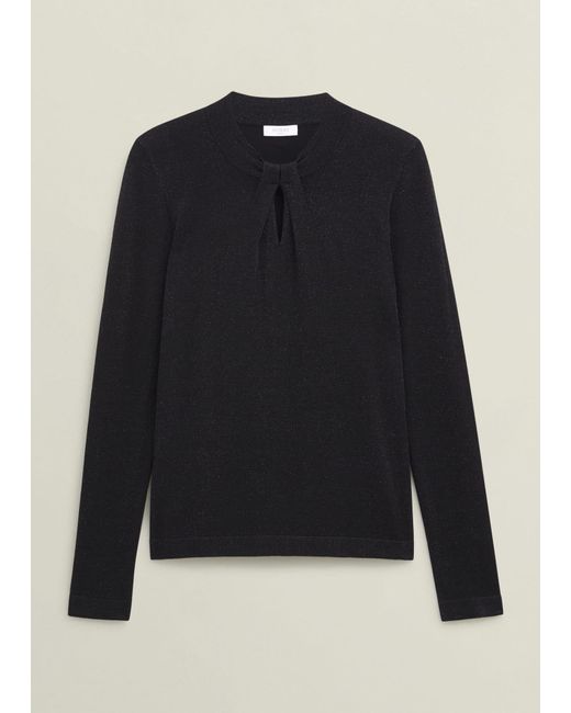 Hobbs Blue Sparkle Effie Keyhole Knitted Jumper