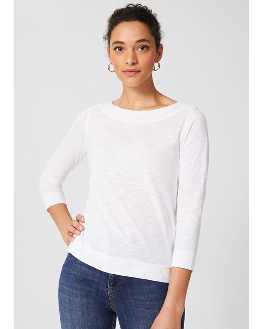 Hobbs White Avia Cotton Slub T-Shirt