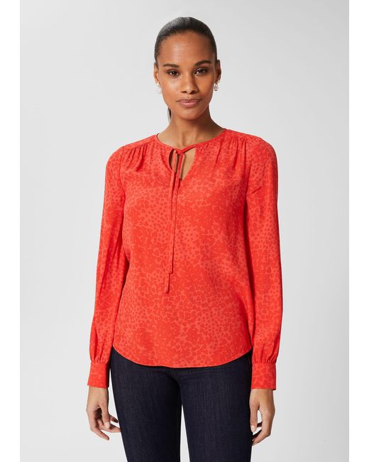 Hobbs Red Alison Blouse