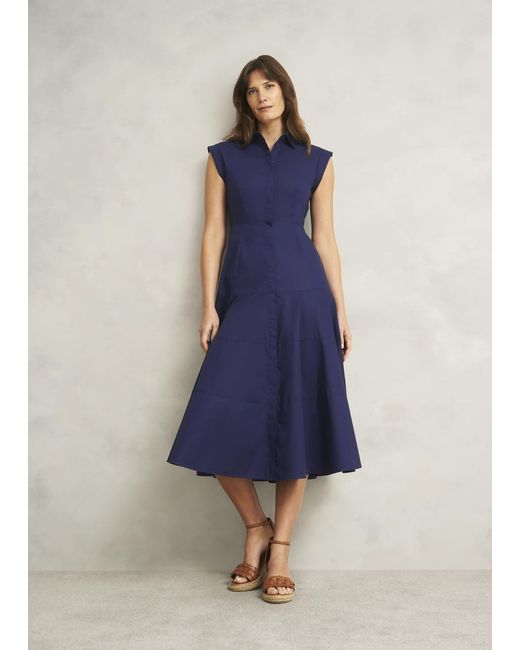 Hobbs Blue Lilah Cotton Dress