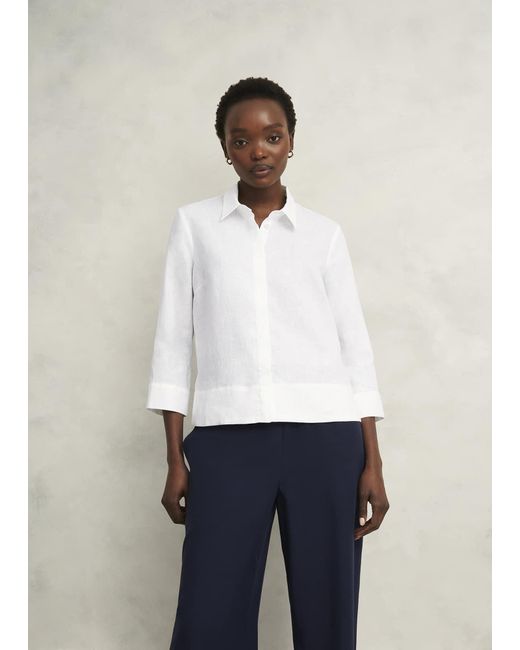 Hobbs White Nita Linen Shirt