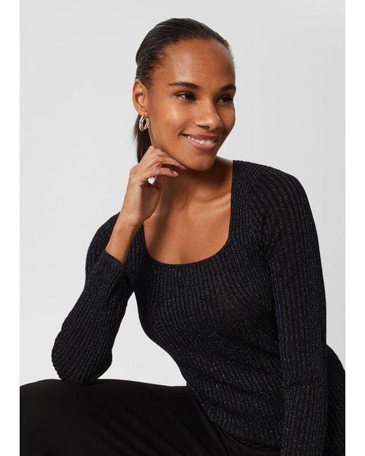 Hobbs Black Mariella Square Neck Jumper