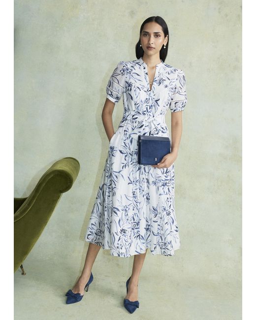 Hobbs White Annabella Trim Detailed Dress