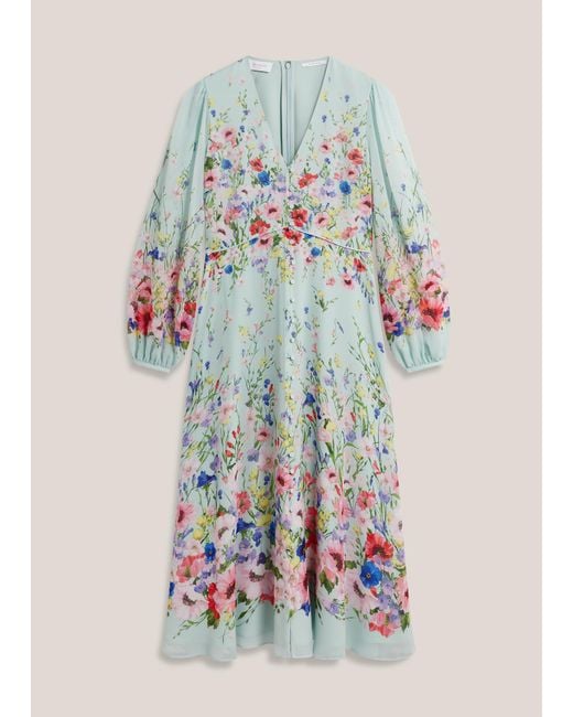 Hobbs Natural Petite Monica Silk Floral Dress