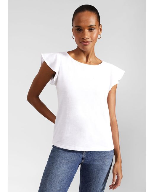Hobbs White Nessie Cotton Slub Top