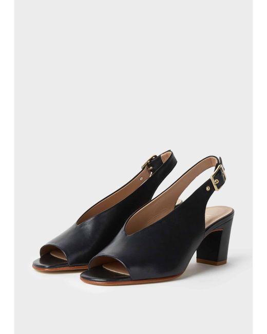 navy leather block heel sandals