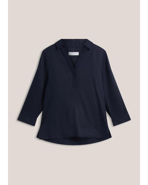 Hobbs Blue Marlene Linen Shirt