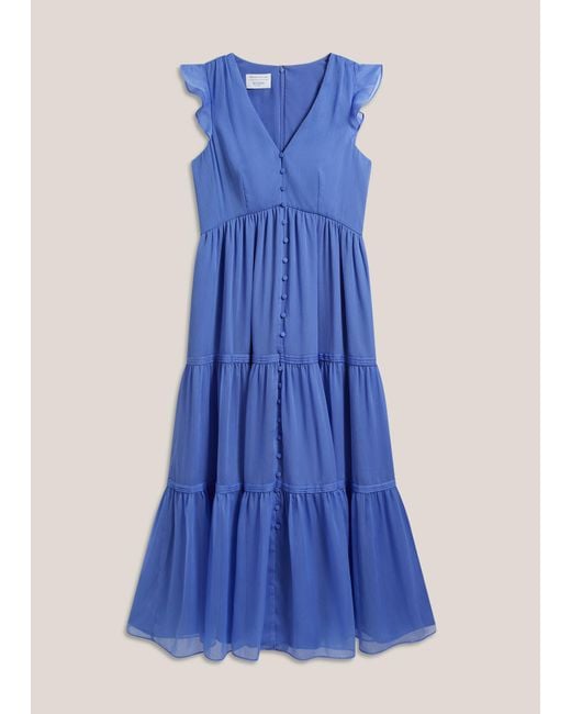 Hobbs Blue Roseberry Tiered Dress