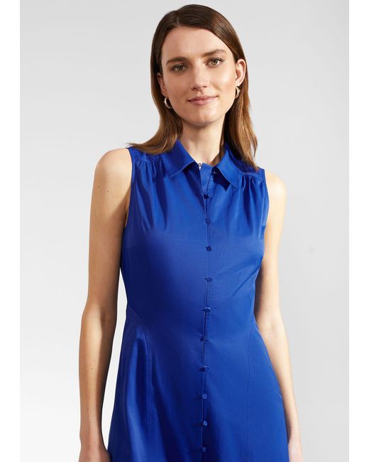 Hobbs Blue Cathleen Dress With Cotton