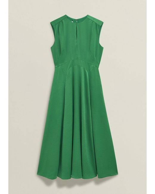 Hobbs Green Isobel Satin Midi Dress