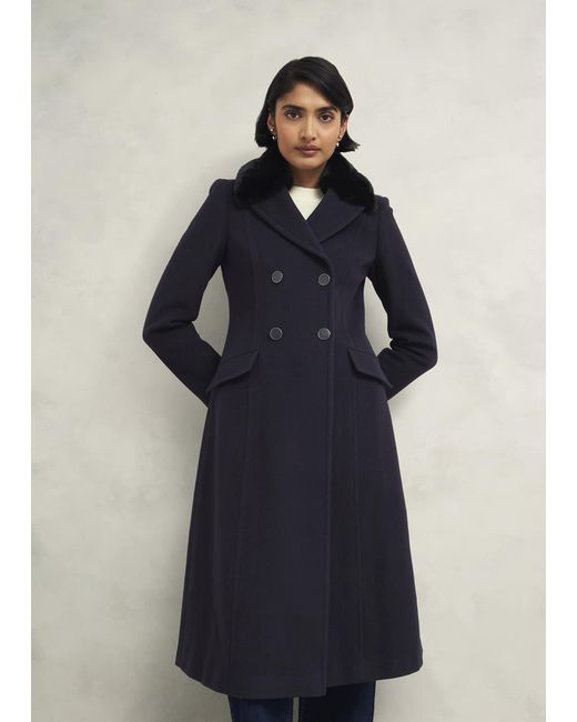 Hobbs Blue Petite Marlene Wool Blend Coat