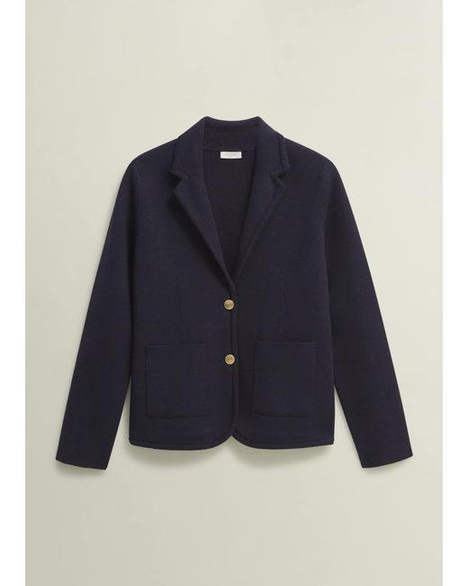 Hobbs Blue Wool Knitted Blazer Jacket