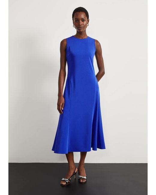 Hobbs Blue Palmer Midi Fit And Flare Dress