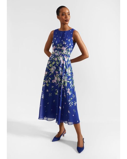 Hobbs Blue Carly Floral Midi Dress