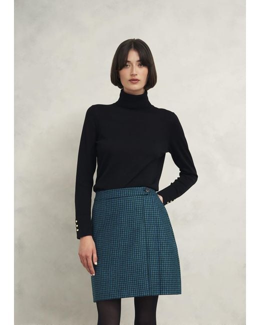 Hobbs Blue Leah Wool Kilt Skirt