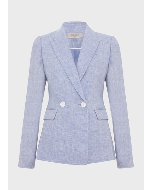 Hobbs Blue Adina Linen Jacket
