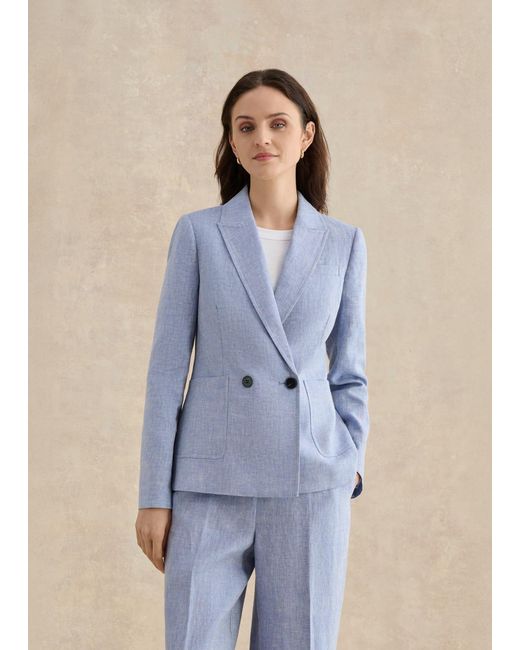 Hobbs Blue Petite Estella Linen Jacket
