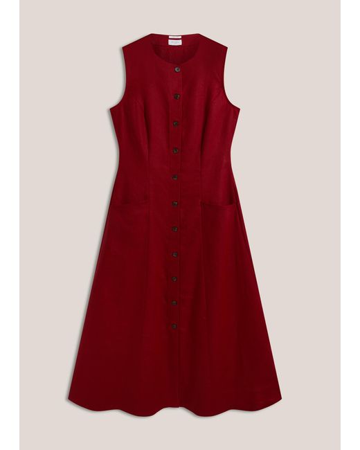 Hobbs Red Carmen Linen Dress