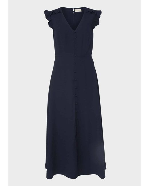Hobbs Blue Vivien Satin Midi Dress