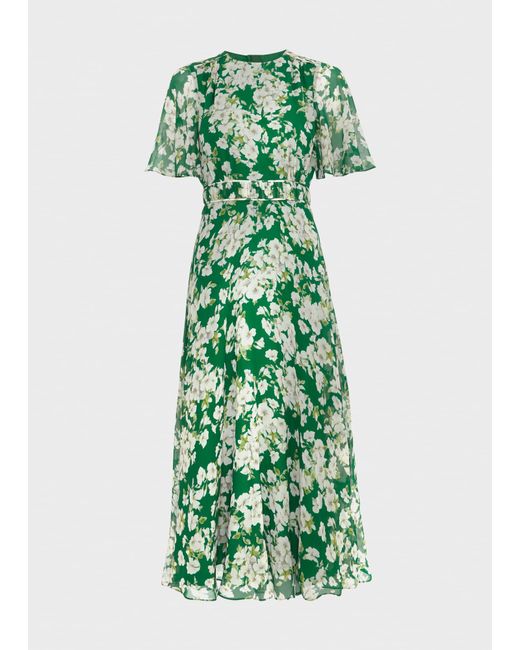 Hobbs Green Bronwyn Silk Midi Dress