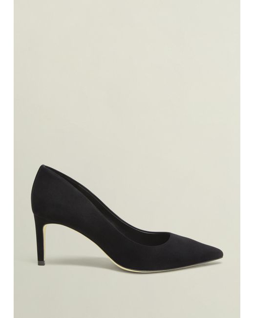 Hobbs Black Leila Suede Court Shoes