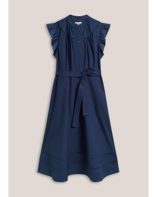 Hobbs Blue Karina Cotton Dress