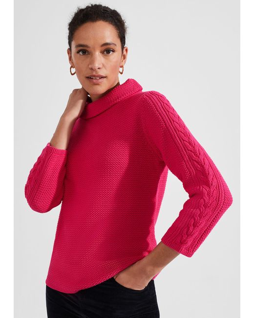Hobbs Red Camilla Cotton Jumper