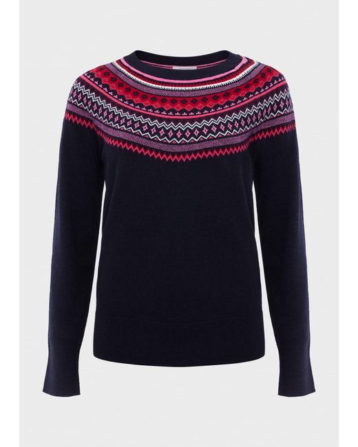 Hobbs Black Greta Fairisle Jumper With Cashmere