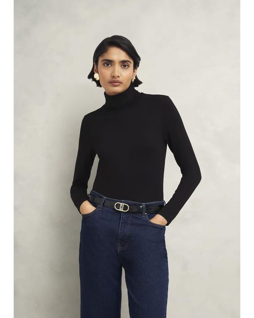 Hobbs Blue Mischa Roll Neck Top