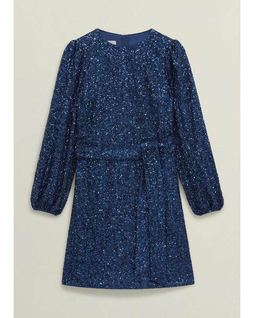 Hobbs Blue Bette Sequin Dress
