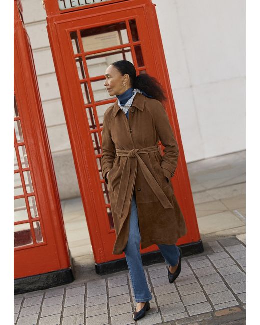 Hobbs Orange Oakley Suede Trench Coat