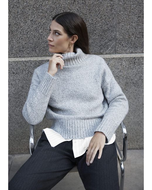 Hobbs Gray Marl Yardley Chunky Roll Neck Knitted Jumper
