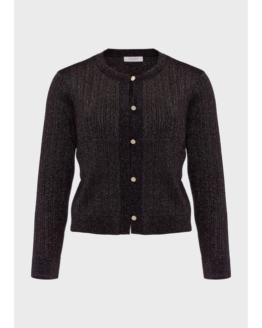 Hobbs Black Reena Sparkle Ribbed Knitted Cardigan