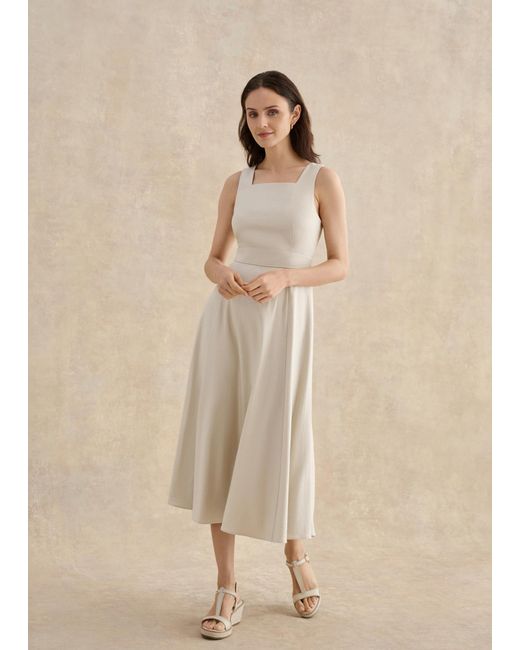 Hobbs Natural Trinity Linen Blend Midi Dress