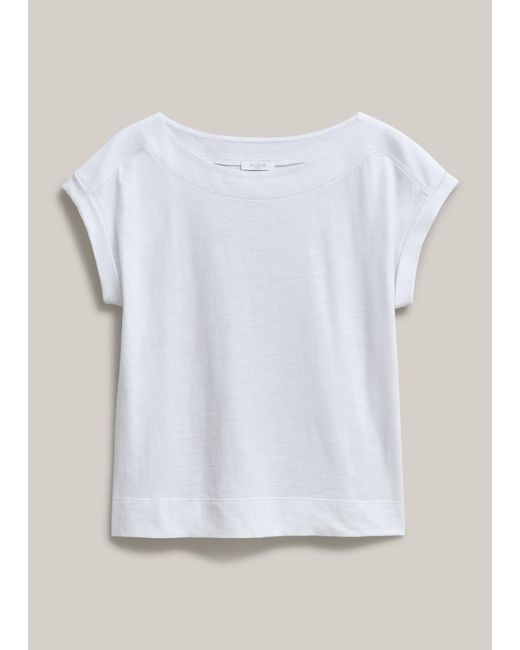 Hobbs Blue Alycia Cotton Slub Boat Neck T-Shirt
