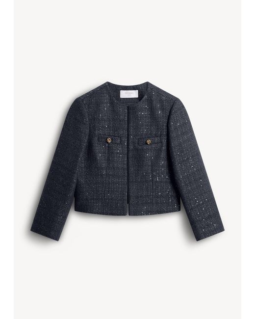 Hobbs Blue Bria Sequin Tweed Jacket