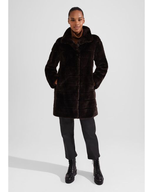 Hobbs Black Ros Faux Fur Coat