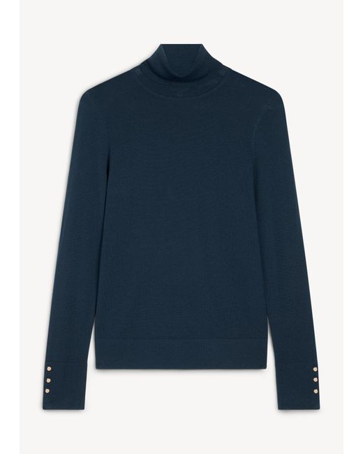 Hobbs Blue Lara Merino Rollneck Jumper