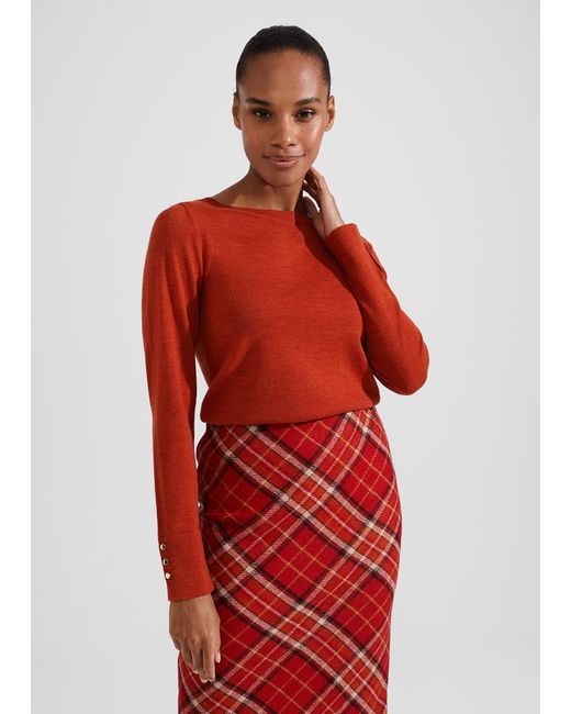 Hobbs Red Perla Merino Wool Jumper