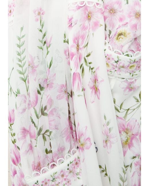 Hobbs White Skye Floral Silk Dress