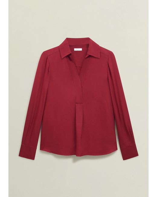 Hobbs Red Marie Satin Blouse