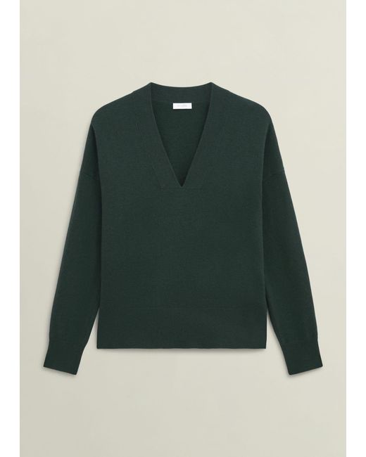 Hobbs Green Lettie Wool Blend V Neck Jumper