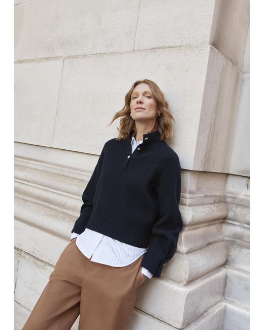 Hobbs Black Adler Knitted Cotton Jumper