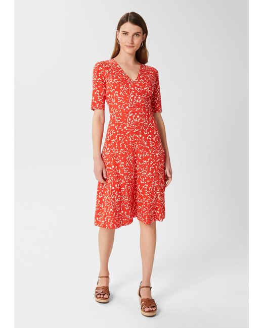 Hobbs Red Dina Jersey Wrap Dress