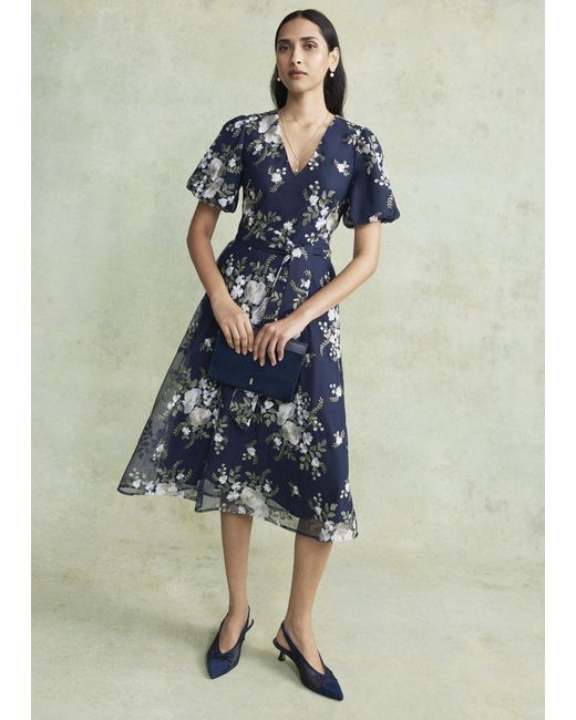 Hobbs White Ira Embroidered Dress